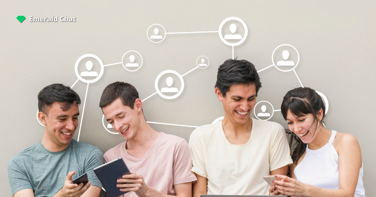 Group of people connecting together