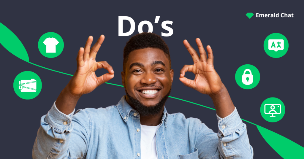 Picture of a black man indicating the Dos of chatting with strangers online