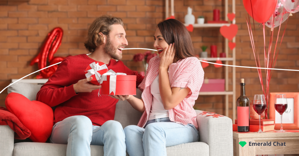 image of female and male smiling at each other