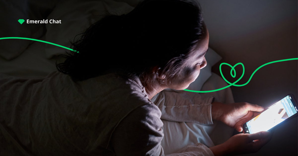 A woman holding her phone